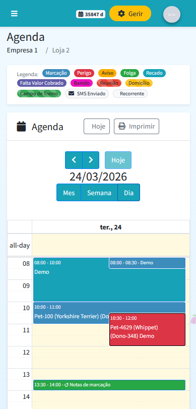Vista móvel GroomerKeepUp